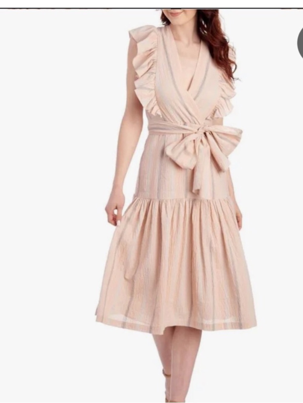 Rebecca Taylor Blush Pink Ruffle Wrap Maxi Dress Size 4